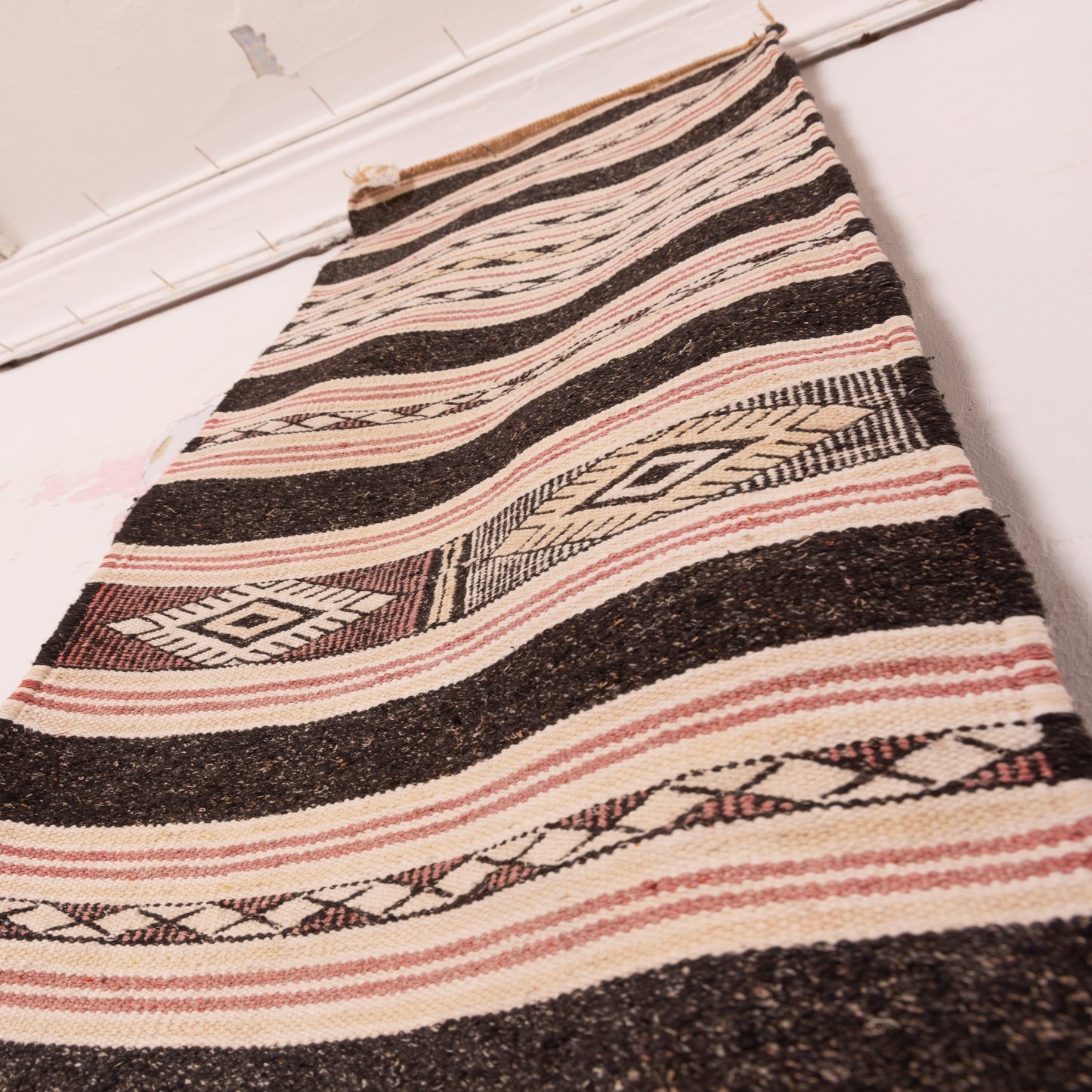 Handwoven Wool Corridor Runner Rug - Minimalist Berber Design
