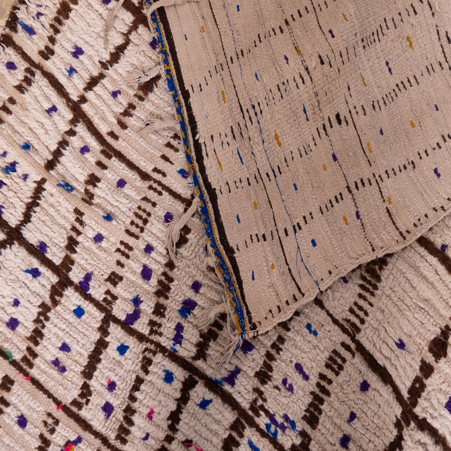Vintage Moroccan Azilal Rug - Abstract Linear Pattern with Tribal Accents - 100% Wool Handwoven Art