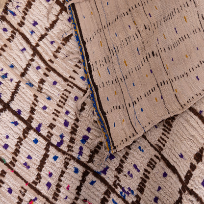 Vintage Moroccan Azilal Rug - Abstract Linear Pattern with Tribal Accents - 100% Wool Handwoven Art