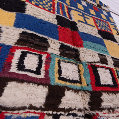 Vintage Moroccan Azilal Rug with Patchwork Geometry