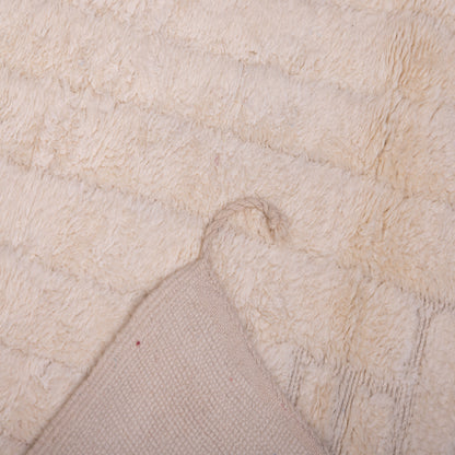 Handmade Mrirt Rug – 100% Wool Moroccan Berber Carpet – Cream Textured Geometric Wool Rug – Luxury Minimalist & Modern Home Decor