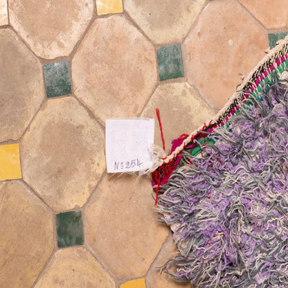Vintage Moroccan Boucherouite Rug – Handwoven Berber Carpet with Earthy & Pastel Stripes