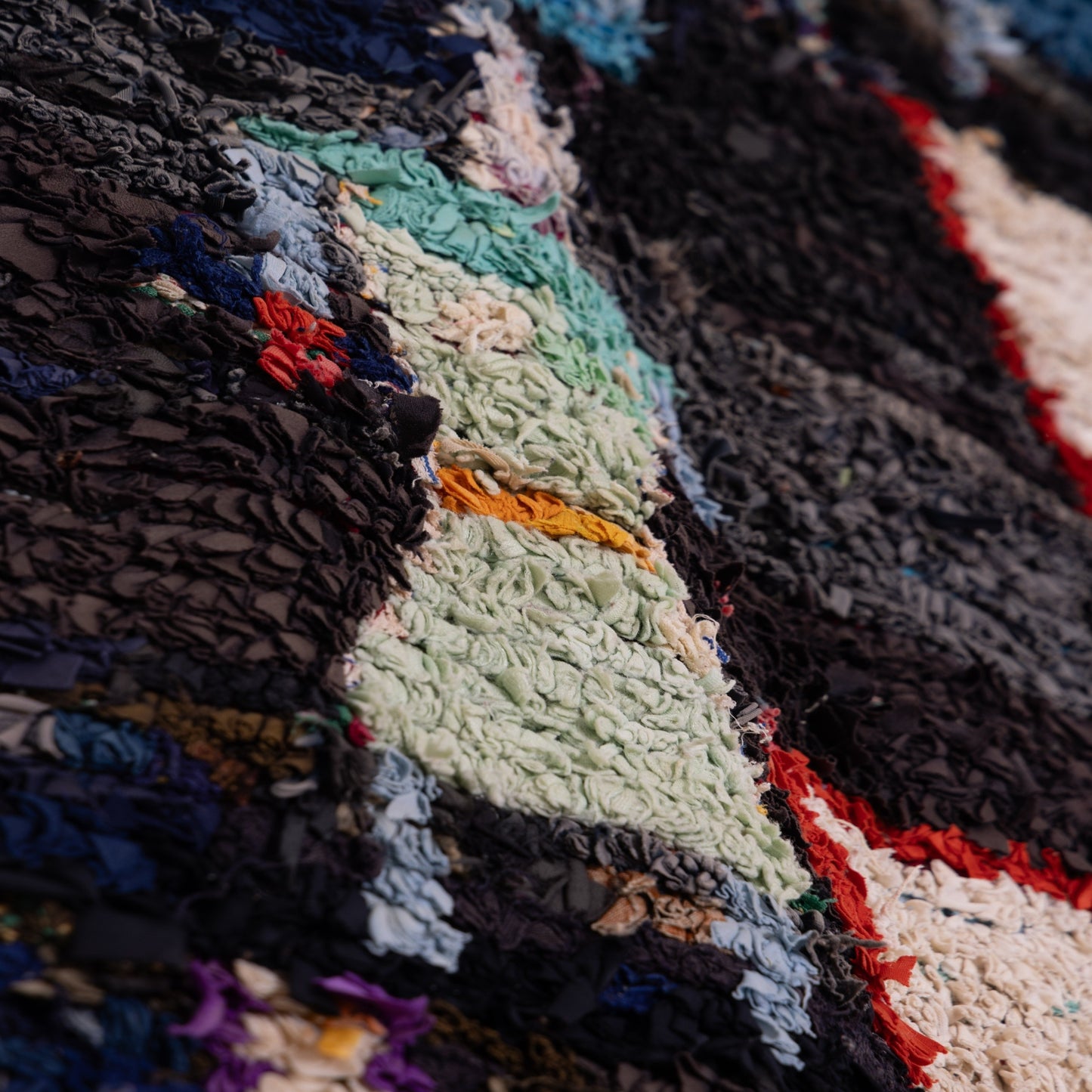 Vintage Moroccan Boucherouite Rug – Handwoven Tribal Berber Carpet – Unique Folk Art Textile