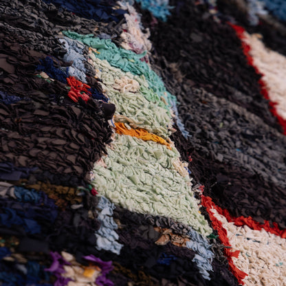 Vintage Moroccan Boucherouite Rug – Handwoven Tribal Berber Carpet – Unique Folk Art Textile