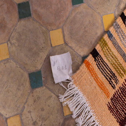 Handwoven Moroccan Akhnif Rug – Geometric Patchwork Beauty ; 4,92 ft /  3,77 ft