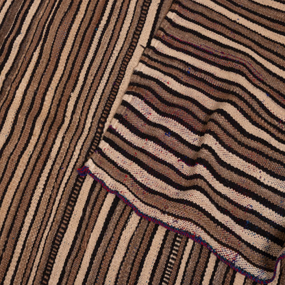 Vintage Handwoven Moroccan Wool Blanket | Berber Striped Kilim Rug | Nomadic Boho Throw ; 8,53 ft / 4,43 ft