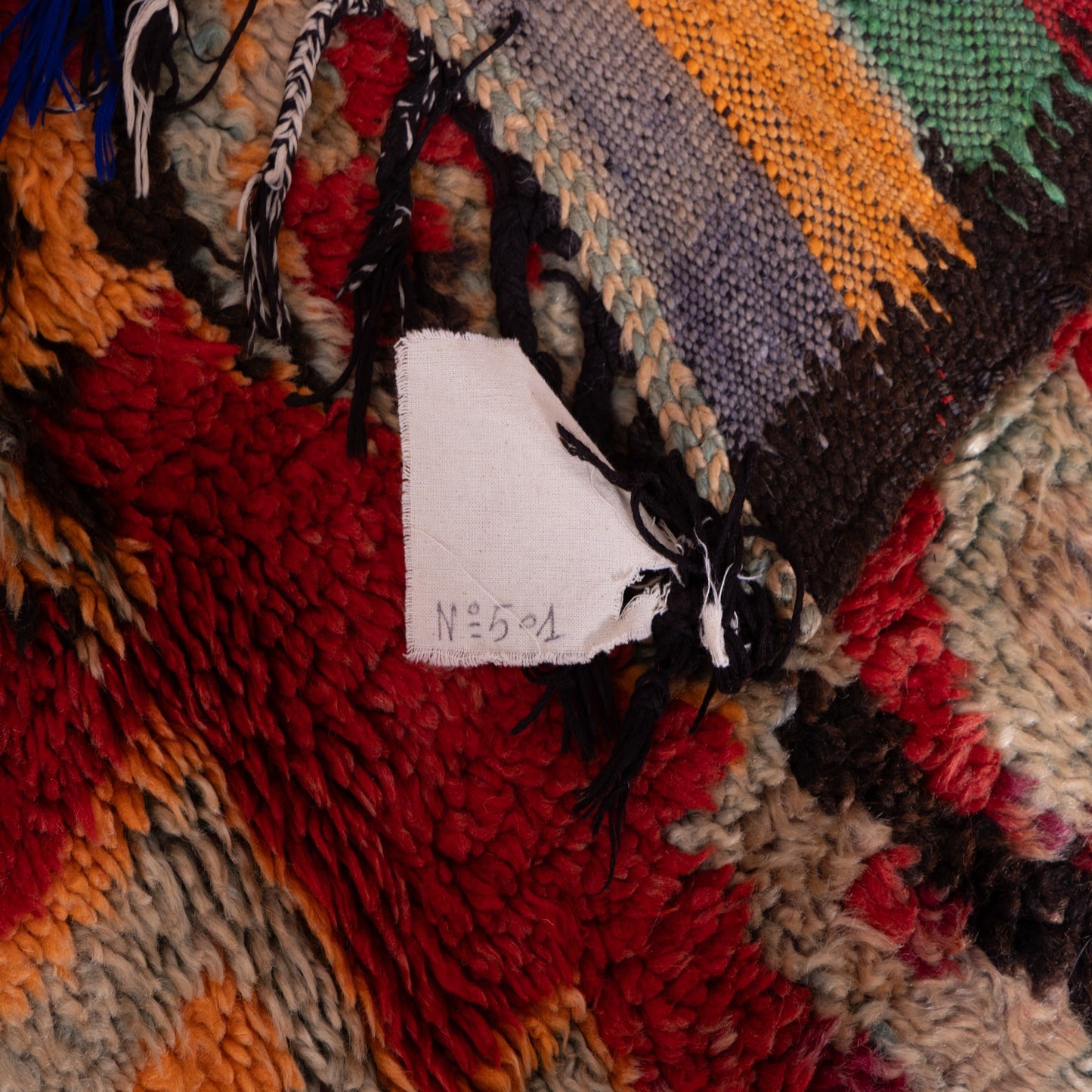 Vintage Moroccan Rehamna Rug - Handwoven Wool and Goat Wool Berber Carpet - Authentic Tribal Red & Geometric Bohemian Rug ;  11,98 / 5,09 ft