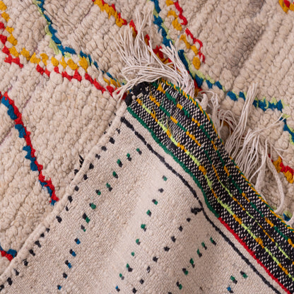 Playful Diamond Web Rug - Handwoven Berber Wool with Central Colorful Motif