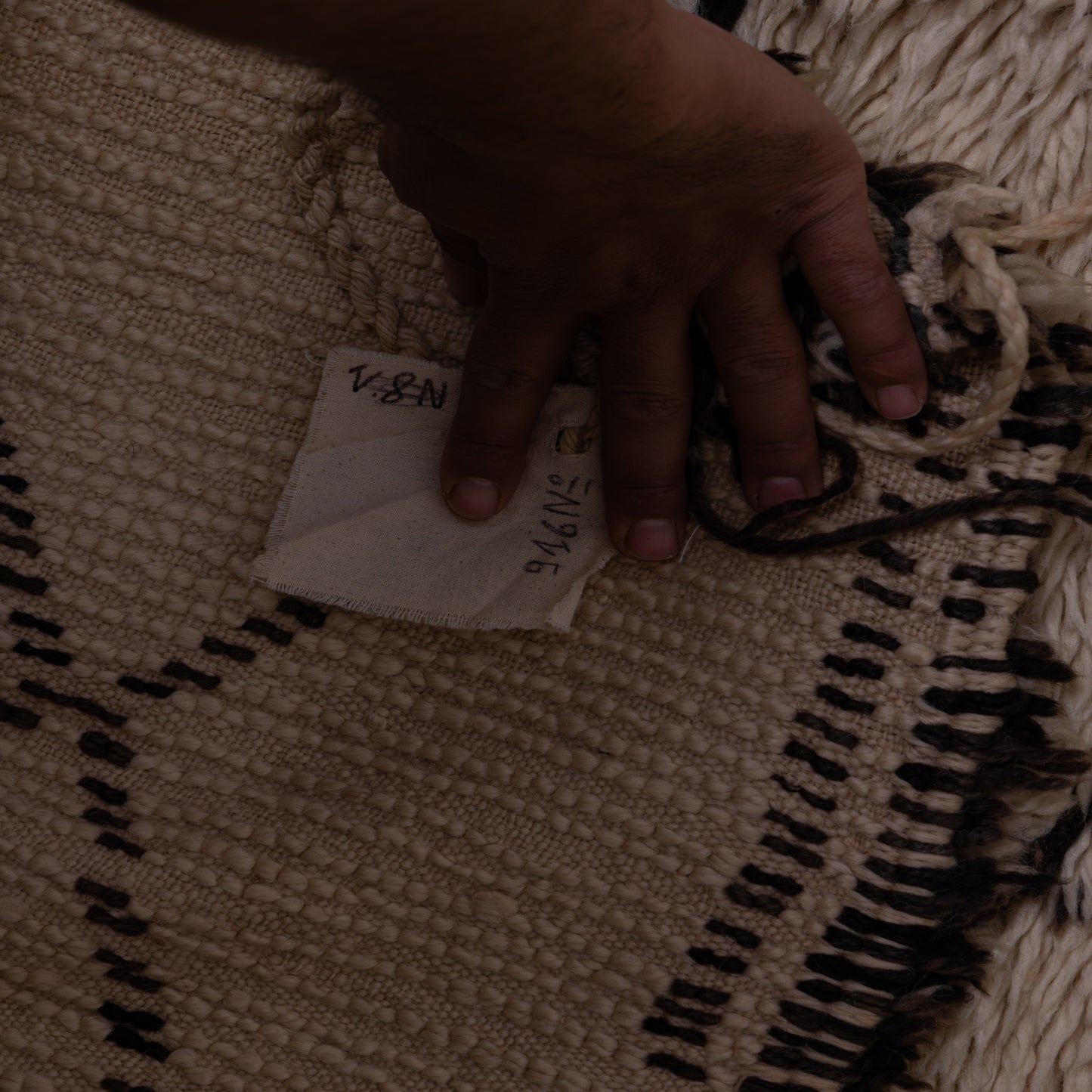 Vintage Moroccan Beni Ourain Rug | Handwoven Wool Berber Carpet | Authentic Tribal Diamond Design ; 11,81 ft / 6,23 ft