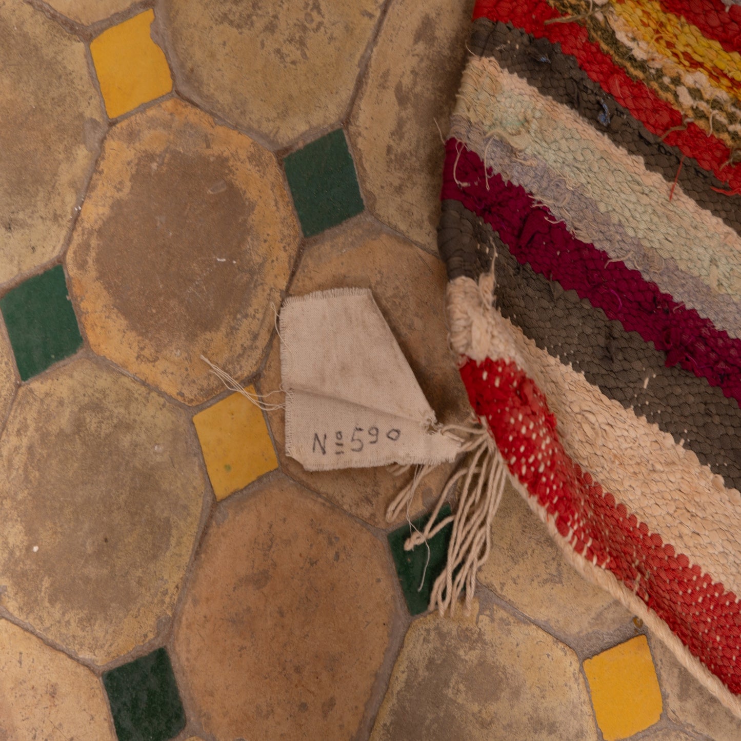 Vintage Moroccan Boucherouite Rug – Handwoven Berber Carpet with Tribal Geometric Patterns