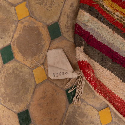 Vintage Moroccan Boucherouite Rug – Handwoven Berber Carpet with Tribal Geometric Patterns