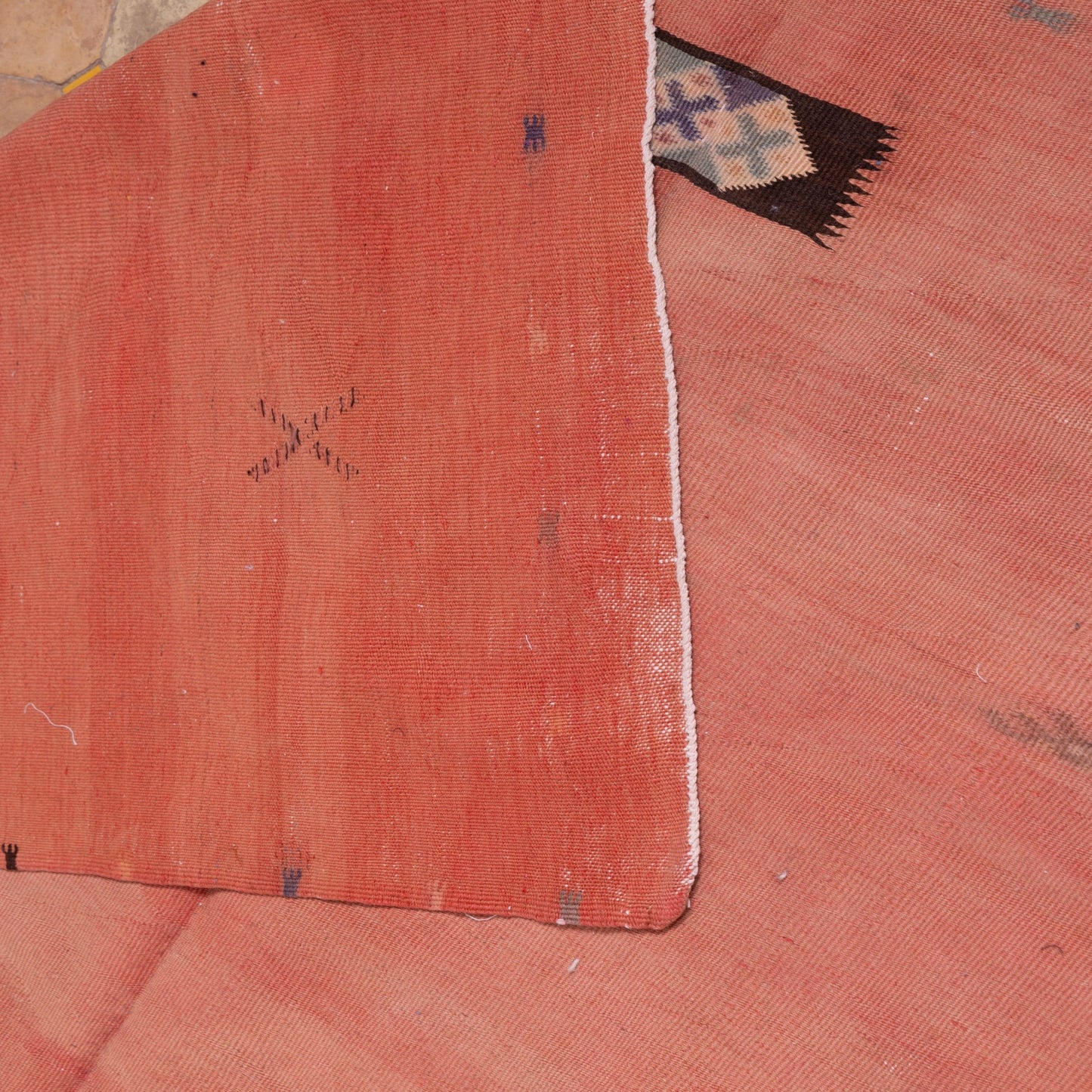 Handwoven Moroccan Akhnif Rug – Burnt Orange Wool & Cotton Berber Carpet ; 10,01 ft / 6,40 ft