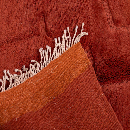 Handmade Mrirt Rug – 100% Wool Moroccan Berber Carpet – Deep Terracotta Textured Wool Rug – Luxury Boho & Modern Home Decor