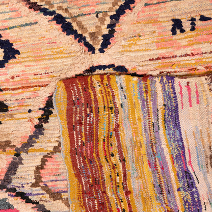 Vintage Moroccan Boucherouite Rug – Handwoven Berber Carpet with Abstract Tribal Patterns