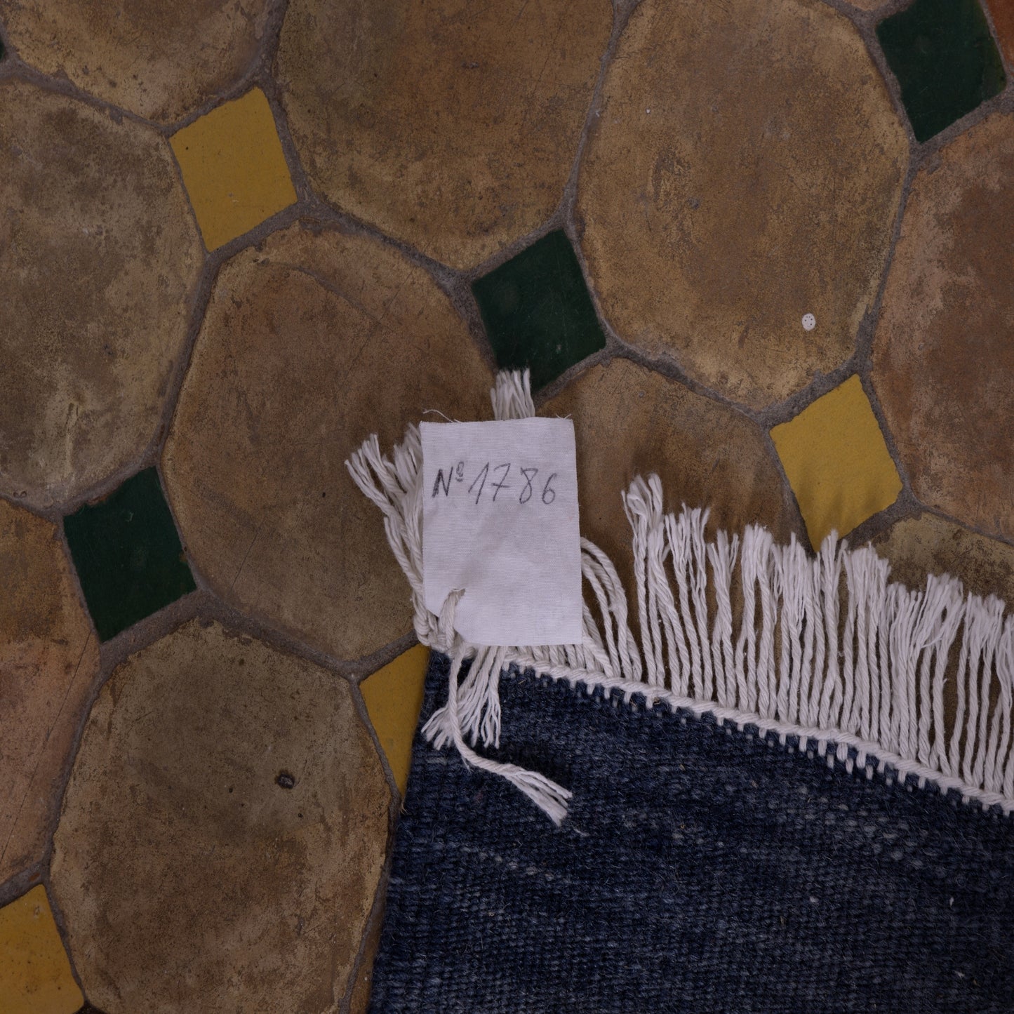 Handwoven Moroccan Akhnif Rug – Deep Indigo Berber Wool & Cotton Carpet