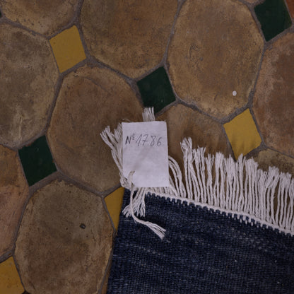 Handwoven Moroccan Akhnif Rug – Deep Indigo Berber Wool & Cotton Carpet