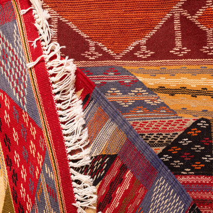 Moroccan Corridor Rug - Handwoven Berber Runner - Patchwork Geometric Style