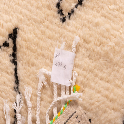 Monochrome Azilal Rug - Handwoven Moroccan Wool Carpet - Diamond Tribal Berber Design - Minimalist Black & Cream Decor