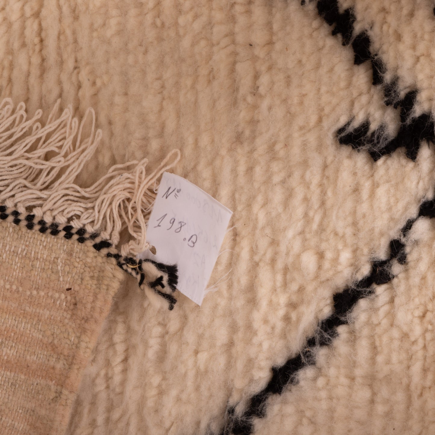 Black and White Azilal Rug - Geometric Moroccan Wool & Cotton Runner - Handwoven Berber Tribal Wall or Floor Art