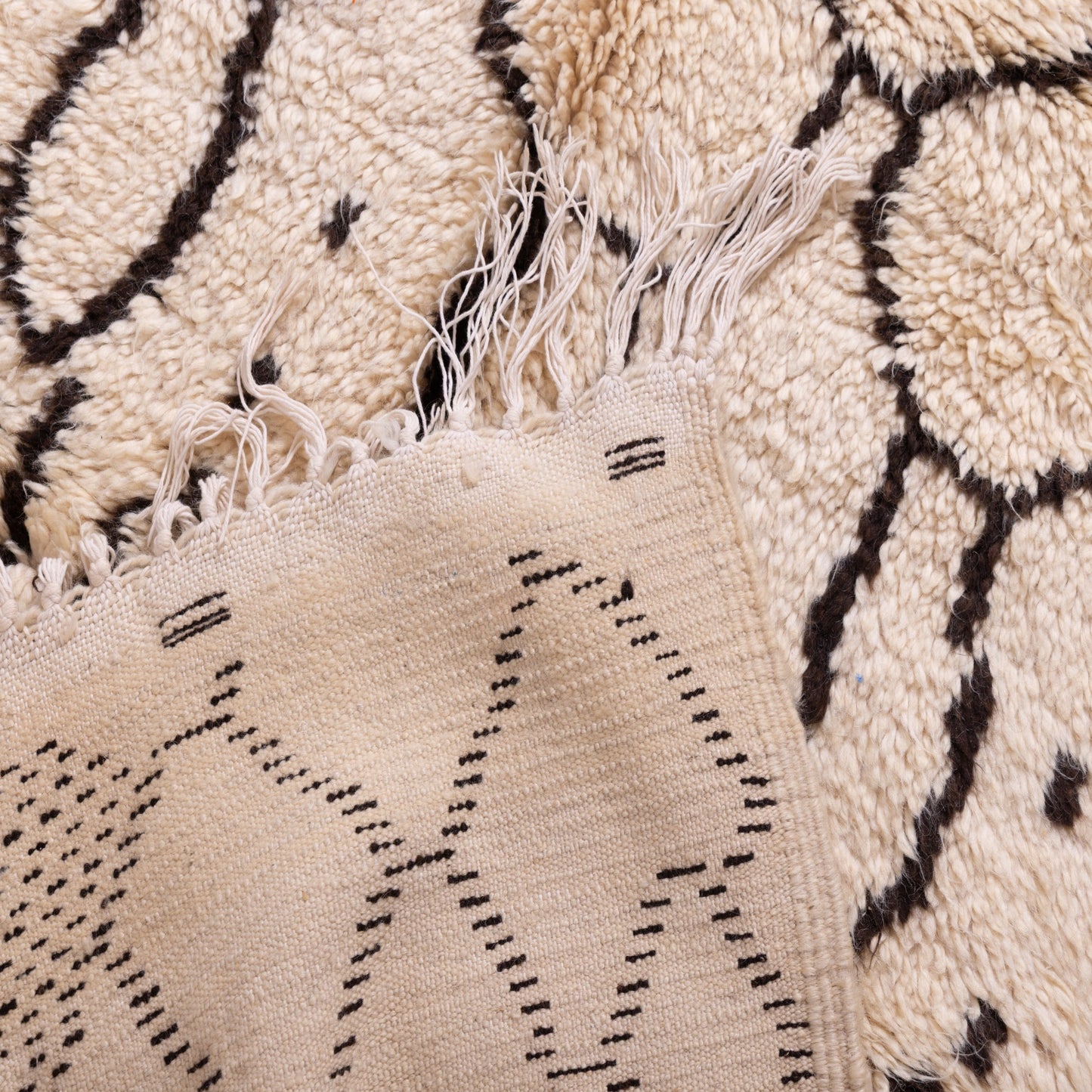 Palm Mirage” – Vintage Beni Ourain Rug with Abstract Pod Motif