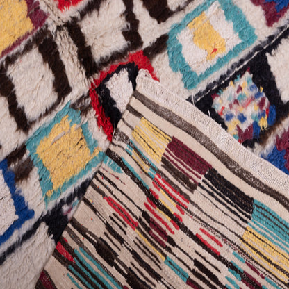 Vintage Moroccan Azilal Rug with Patchwork Geometry