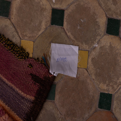 Vintage Rehamna Moroccan Rug – Handwoven Wool Berber Carpet with Geometric Tribal Motifs ; 9,51 ft / 4,10 ft