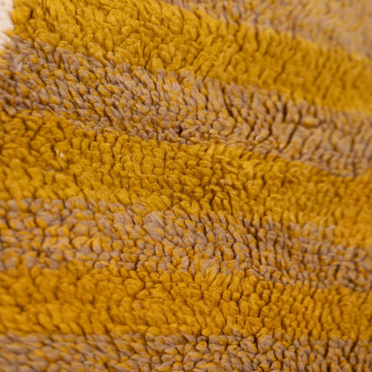 Handmade Mrirt Rug – 100% Wool Moroccan Berber Carpet – Mustard Yellow & Brown Geometric Rug – Luxury Boho & Modern Home Decor