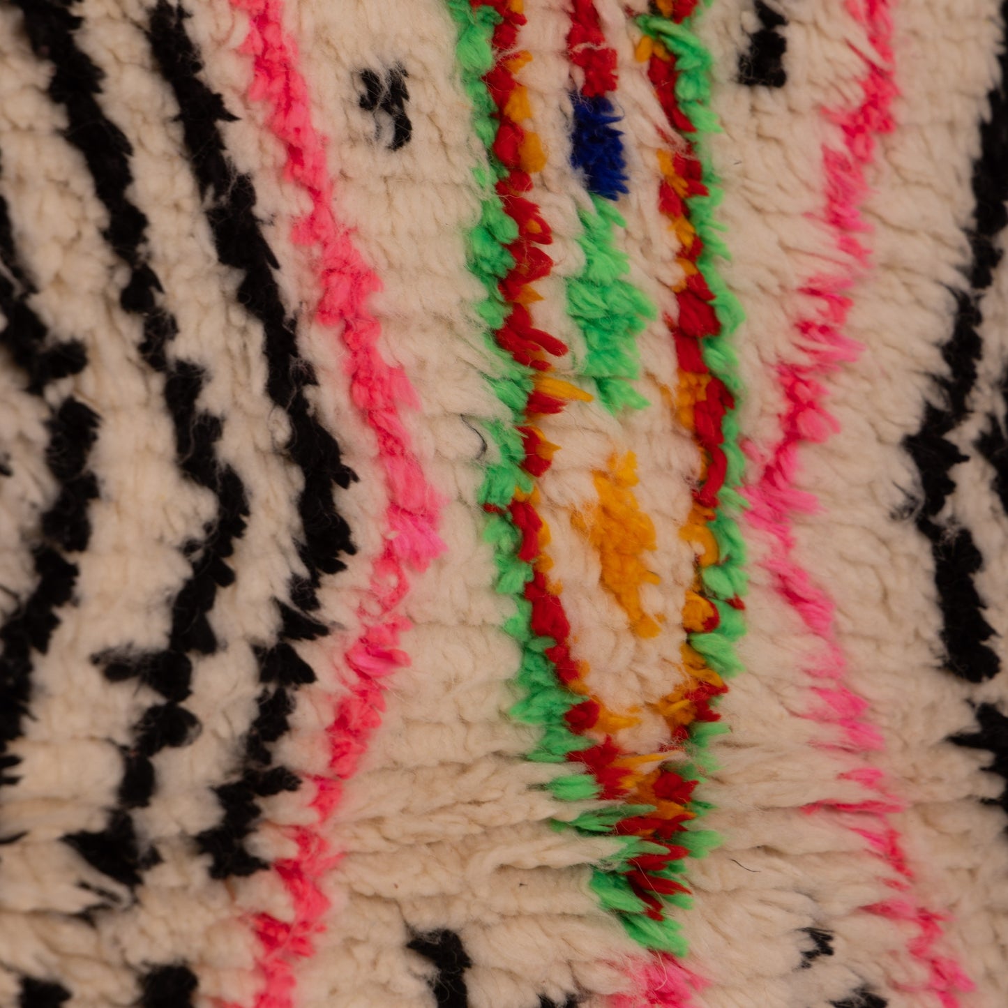 Vibrant Moroccan Azilal Wool Rug - Handwoven Tribal Art with Neon Accents - Boho Wall or Floor Decor