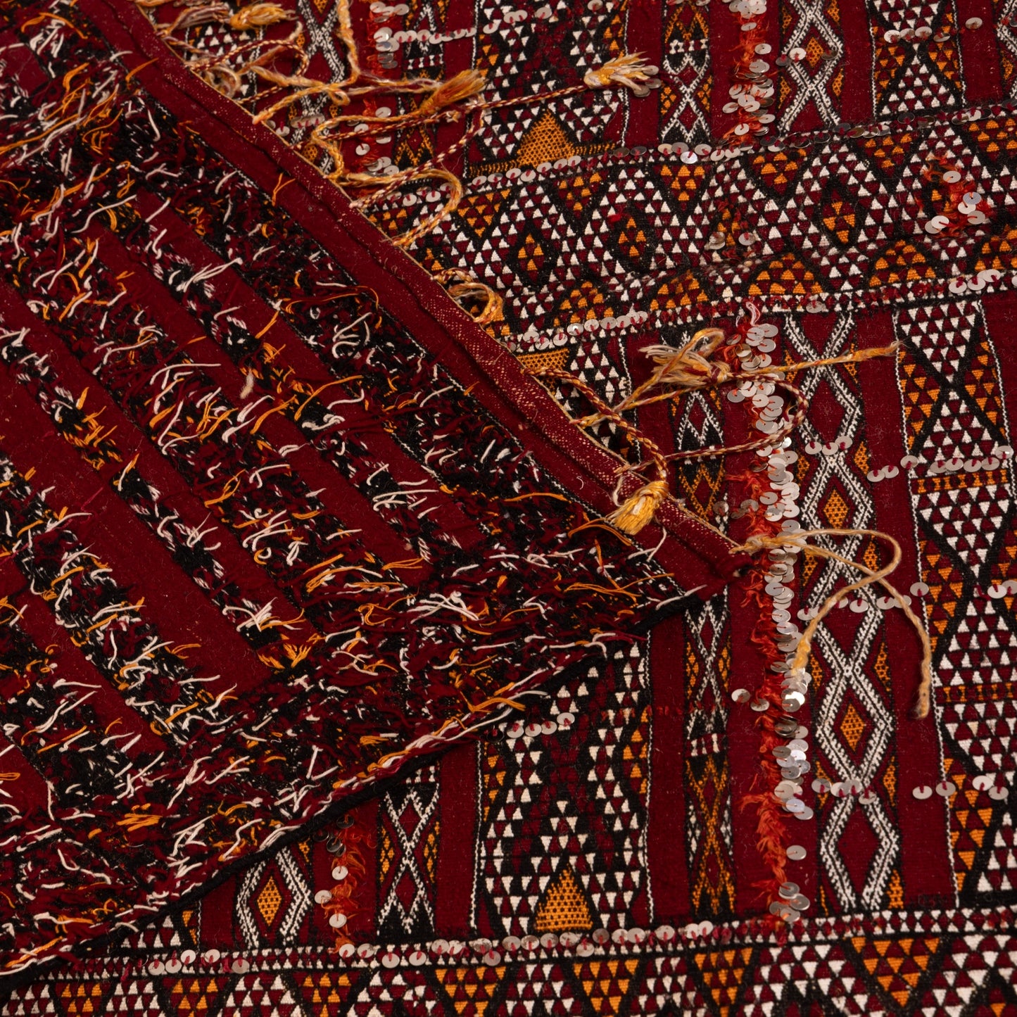 Handwoven Vintage Moroccan Rug | Authentic Berber Wedding Blanket with Embellished Details ; 5,91 ft / 3,44 ft