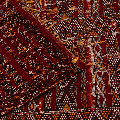 Handwoven Vintage Moroccan Rug | Authentic Berber Wedding Blanket with Embellished Details ; 5,91 ft / 3,44 ft