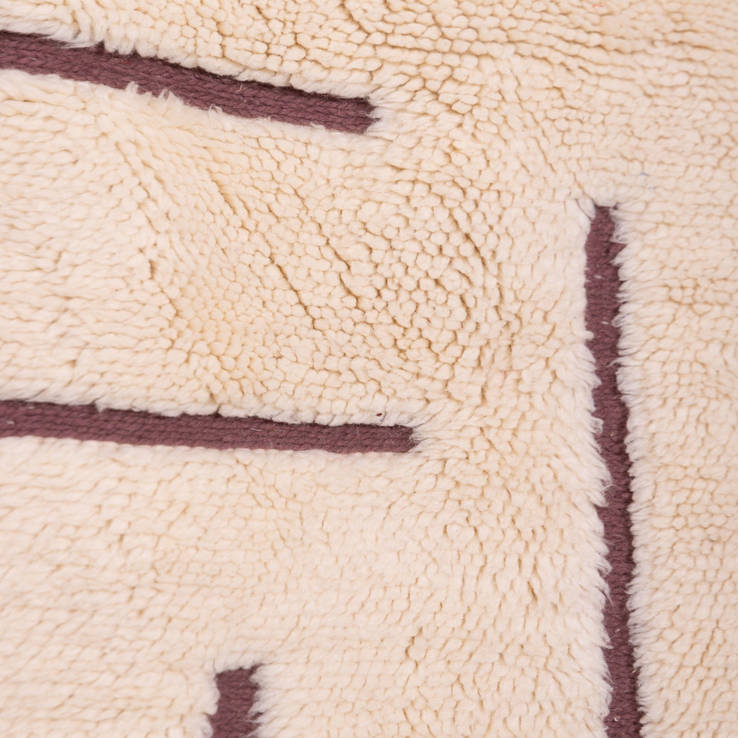 Minimalist Moroccan Wool Rug – Handwoven Berber Beni Ourain Style – Cream with Geometric Brown Lines – Boho Chic Decor