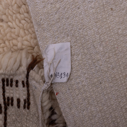 Handmade Beni Ourain Rug – Authentic Moroccan Wool Carpet – Geometric Berber Rug – Boho Minimalist Home Decor – Soft & Plush Wool Rug ; 5,25 ft / 4,92 ft