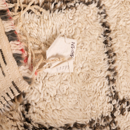 Vintage Moroccan Beni Ourain Rug | Handwoven Wool Tribal Carpet | Authentic Berber Design | Cream & Black | Large Area Rug | 100% Wool ;  11,15 ft / 6,56 ft