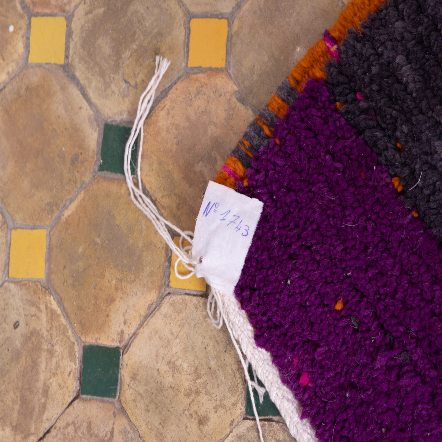Dark Toned Boujad Rug – New Moroccan Wool Rug – Plum, Violet & Teal Abstract Design – Handmade Berber Wall Hanging or Statement Rug