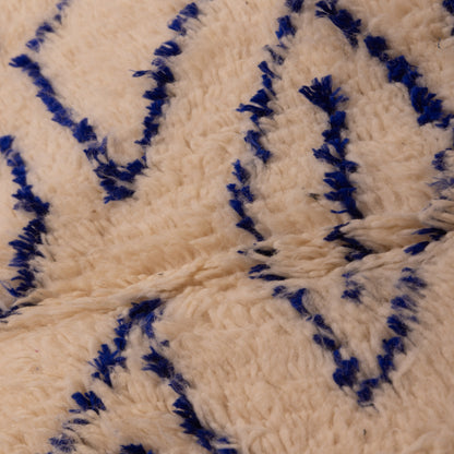 Blue Diamond Azilal Rug - Handwoven Wool & Cotton Moroccan Runner - Tribal Minimalist Berber Carpet