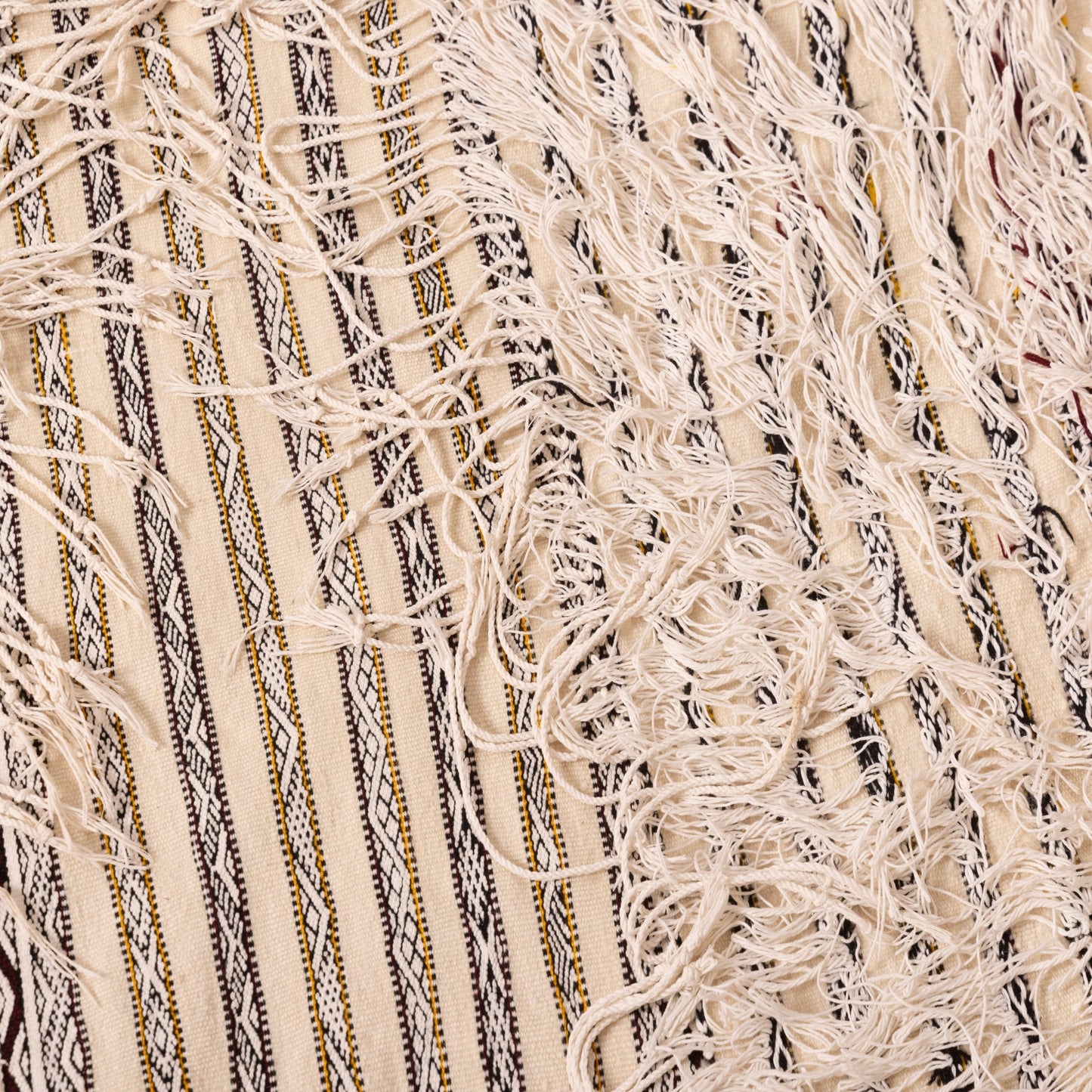 Handwoven Moroccan Handira Kilim | Vintage Berber Wool Blanket | Neutral Striped Boho Rug ; 7,38 ft / 5,09 ft