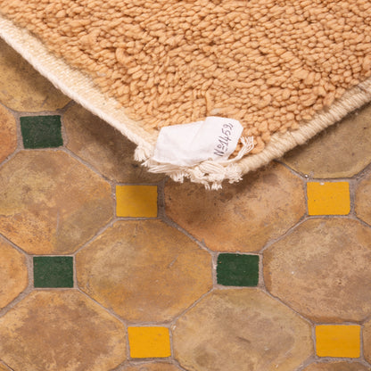 Handwoven Moroccan Wool Runner Rug - Earthy Brown, Yellow, and Gray - Abstract Geometric Design - 80% Wool 20% Cotton