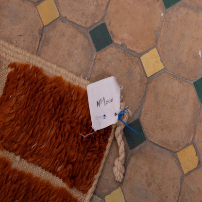 Handwoven Moroccan Mrirt Rug – Luxurious High-Pile Wool Berber Carpet in Warm Terracotta Orange