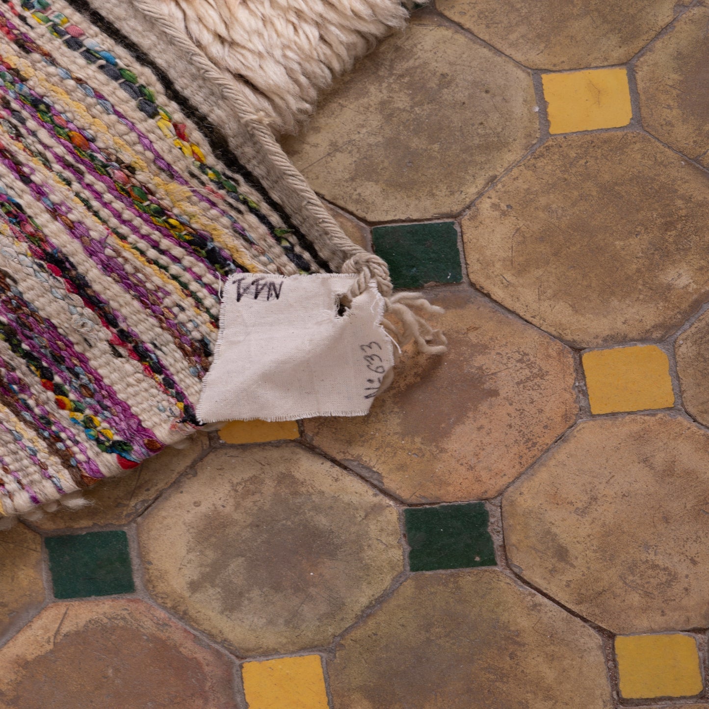 Cascade of Diamonds" Vintage Moroccan Rug - Handwoven Wool in Red, Earth & Ivory Tones