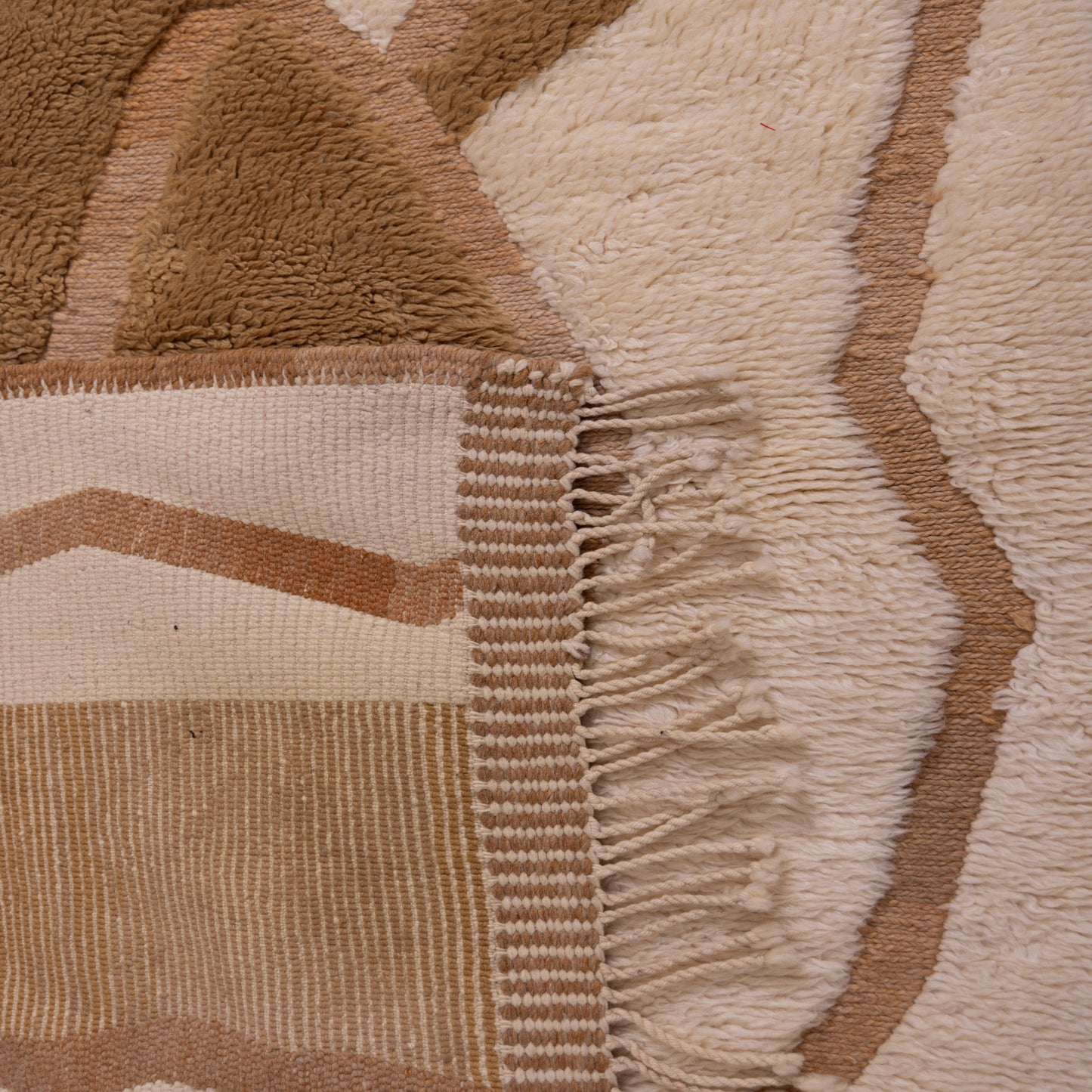 Handwoven Moroccan Mrirt Wool Rug – Earth-Tone Abstract Geometric Design