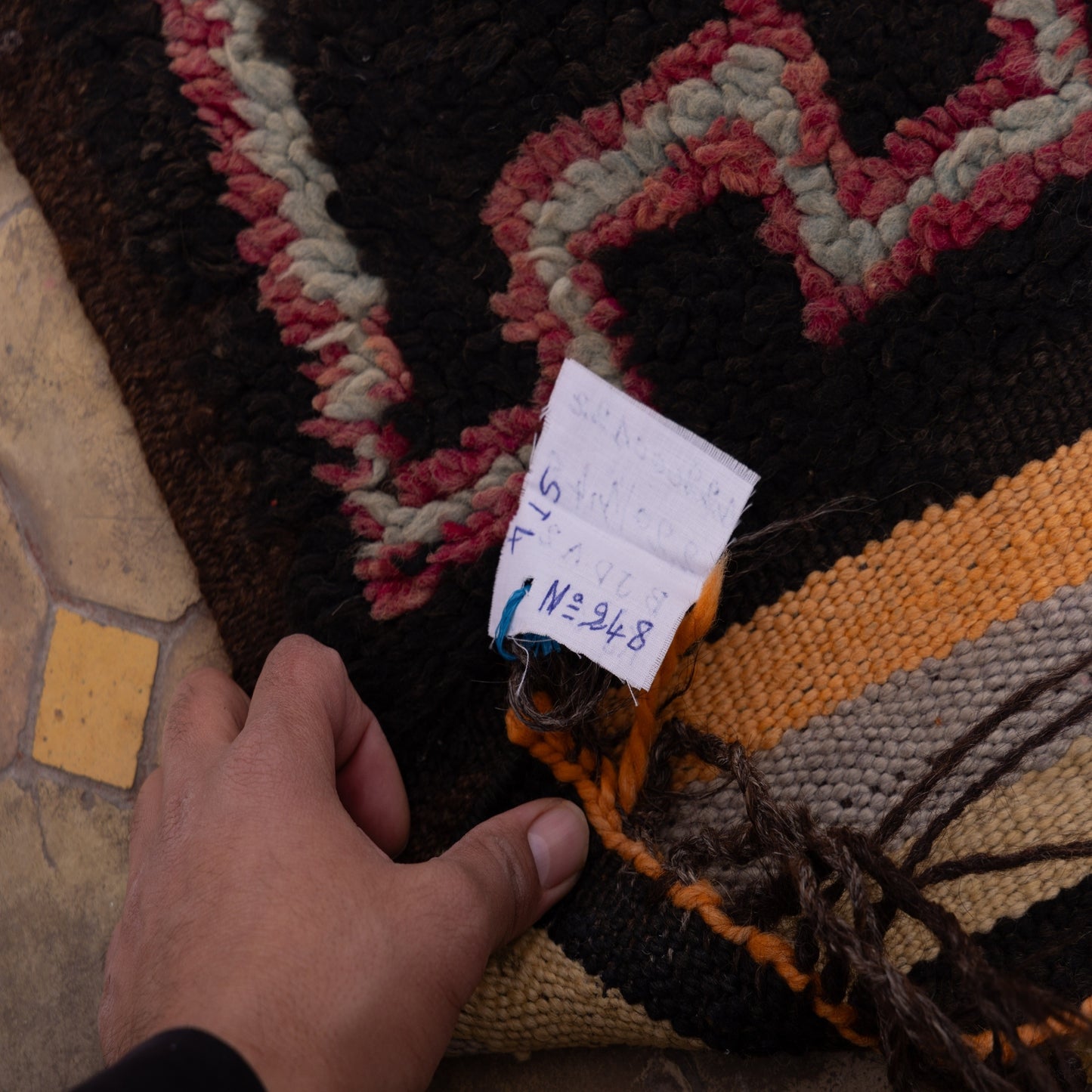 Vintage Moroccan Handwoven Berber Rug – Bold Geometric Tribal Carpet ; 7,22 ft / 4,59 ft