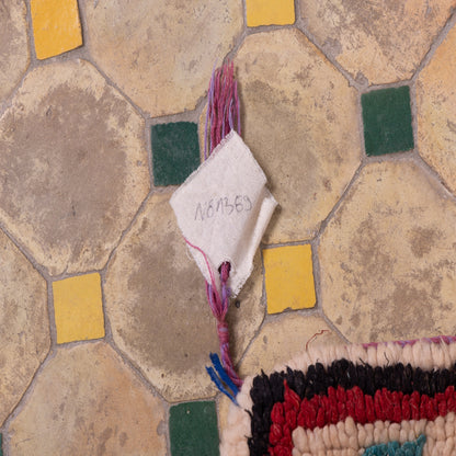 Vintage Azilal Wool Rug - Tribal Diamond Totem Design - Handwoven Moroccan Berber