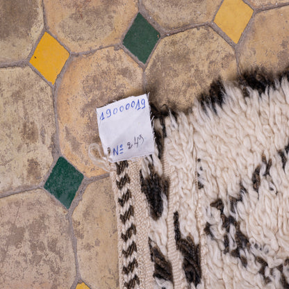 Vintage Moroccan Beni Ourain Rug – Handwoven Wool Berber Carpet – Diamond & Floral Tribal Motifs ; 10,33 ft / 6,56 ft