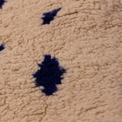 Blue Tribal Azilal Rug - Handmade Moroccan Wool & Cotton Carpet - Small Boho Berber Runner