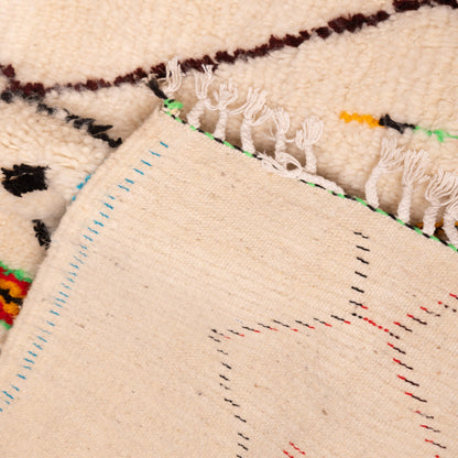 Minimalist Azilal Rug - Handwoven Moroccan Berber Carpet - 80% Wool 20% Cotton - Abstract Diamond Pattern - Boho Home Decor