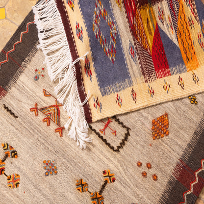 Moroccan Corridor Rug - Handwoven Runner - Tribal Cross Motif Patchwork