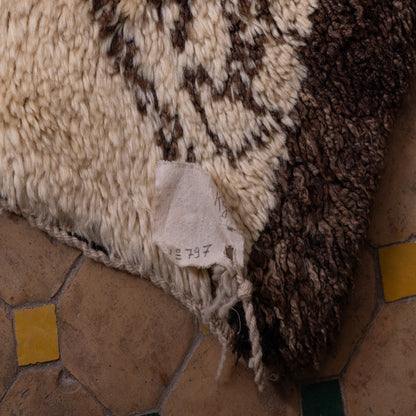 Vintage Moroccan Beni Ourain Rug | Handwoven Wool Berber Carpet with Tribal Symbols ;  10,83 ft  / 6,40 ft