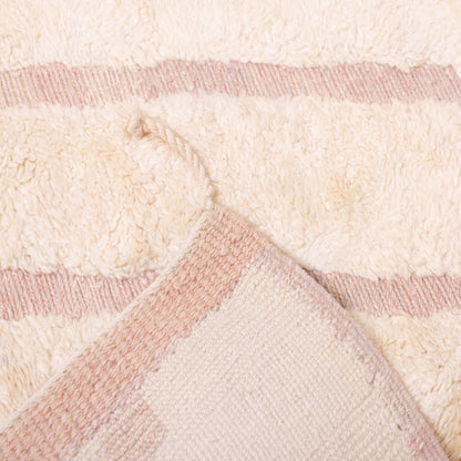 Handmade Mrirt Rug – 100% Wool Moroccan Berber Carpet – Cream & Beige Abstract Geometric Wool Rug – Luxury Minimalist & Bohemian Home Decor