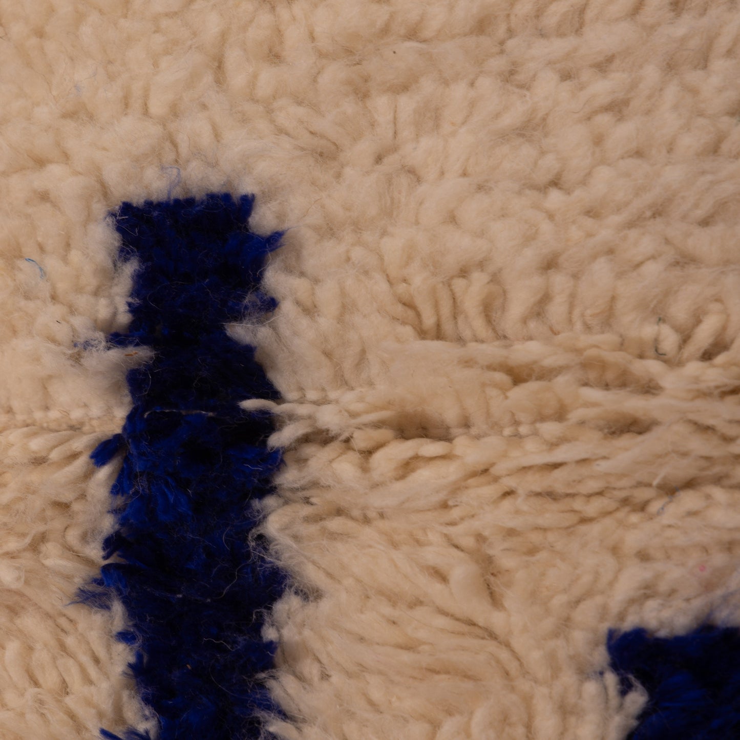 Minimalist Blue Azilal Rug - Handwoven Moroccan Wool & Cotton Carpet - Small Boho Wall Hanging or Accent Rug