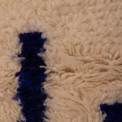 Minimalist Blue Azilal Rug - Handwoven Moroccan Wool & Cotton Carpet - Small Boho Wall Hanging or Accent Rug